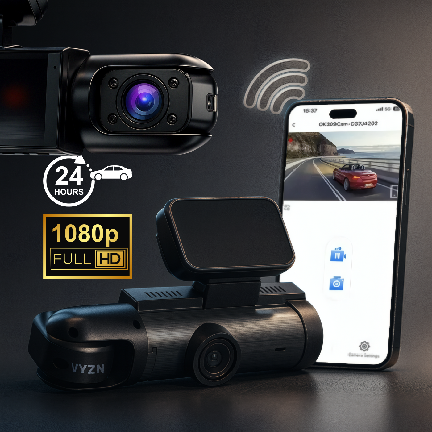 VYZN™ 1080P WIFI Dual camera Dash Cam